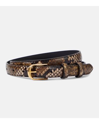 Nili Lotan Jane 20mm Snake-effect Leather Belt - Brown
