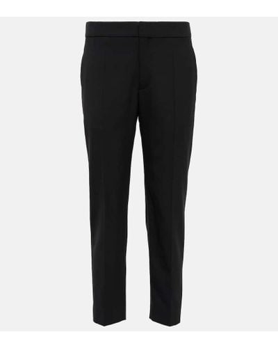 Chloé Mid-rise Cropped Wool-blend Pants - Black
