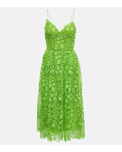 Monique Lhuillier Lace Midi Dress - Green