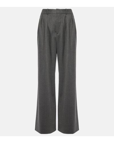 Wardrobe NYC Pantalones anchos en lana de franela - Gris