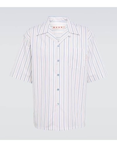 Marni Striped Cotton Poplin Bowling Shirt - White