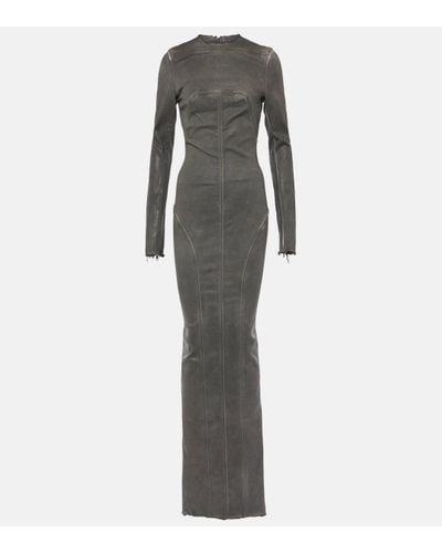 Rick Owens Robe longue en denim - Gris