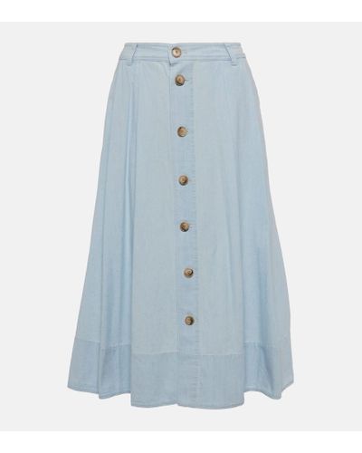 Polo Ralph Lauren Chambray Midi Skirt - Blue