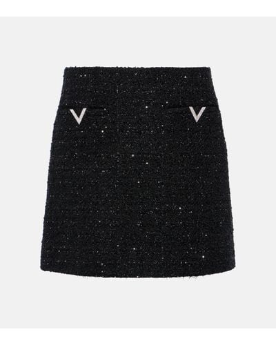 Valentino Mini-jupe en tweed - Noir