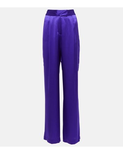 The Sei High-rise Wide-leg Silk Satin Trousers - Purple