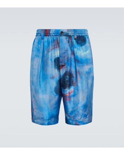 Marni Bedruckte Shorts aus Seide - Blau