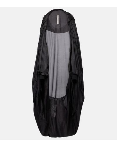 Rick Owens Mantella in seta con cappuccio - Nero