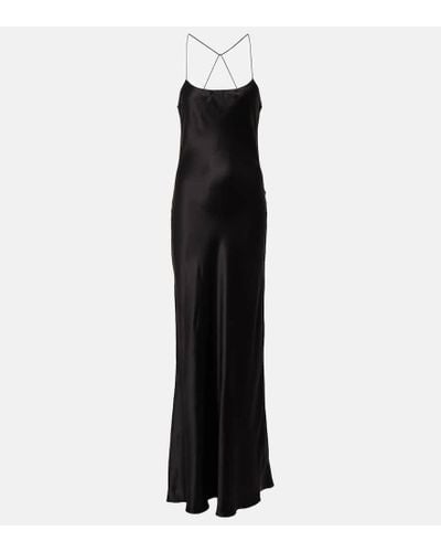 Saint Laurent Vestido de fiesta en saten de seda - Negro