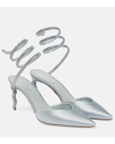 Rene Caovilla Cleo Embellished Satin Court Shoes - White