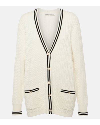 Alessandra Rich Oversized Cable-knit Cotton Cardigan - Natural