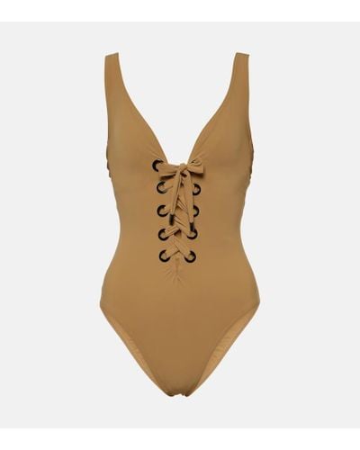 Karla Colletto Lucy Lace-up Swimsuit - Natural