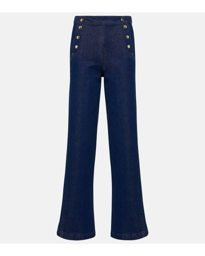 FRAME Sailor Snap Wide-leg High-rise Jeans - Blue