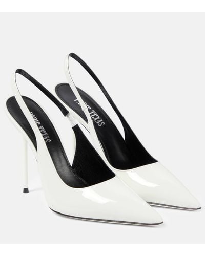 Paris Texas Lidia Patent Leather Slingback Court Shoes - White