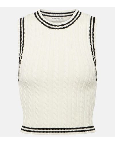 Alessandra Rich Cable-knit Cotton Sweater Vest - Natural