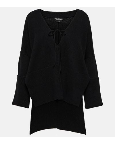 Tom Ford Off-shoulder Cashmere And Cotton Sweater - Black