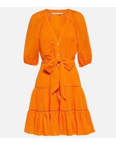Veronica Beard Dewey Cotton Minidress - Orange