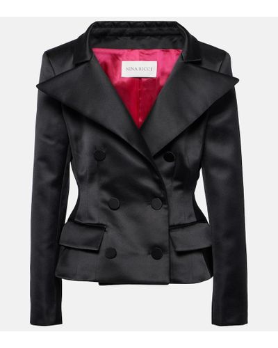 Nina Ricci Peplum Duchesse Satin Blazer - Black