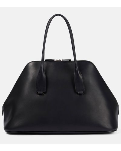 The Row Devon Leather Tote - Black