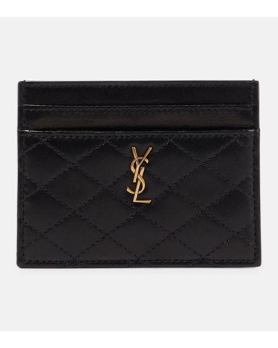 Saint Laurent Gaby Quilted Leather Card Holder - Black