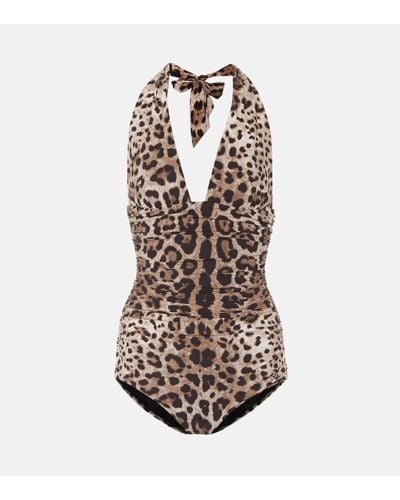 Dolce & Gabbana Maillot de bain a motif leopard - Marron