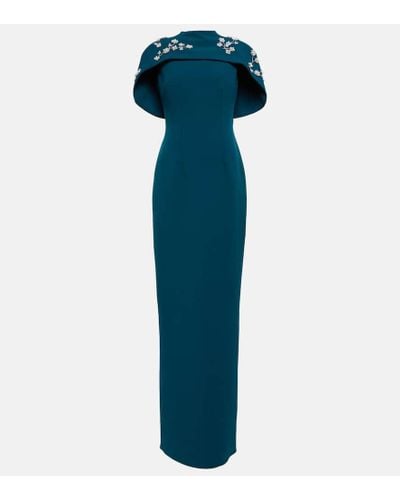 Safiyaa Embellished Crepe Gown - Blue