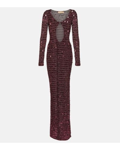 AYA MUSE Chyha Embellished Cutout Maxi Dress - Purple