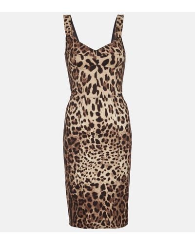 Dolce & Gabbana Leopard-print Stretch-silk Minidress - Multicolour