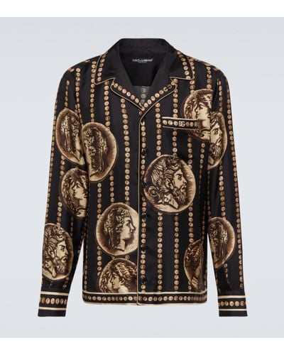 Dolce & Gabbana Silk Printed Shirt - Black
