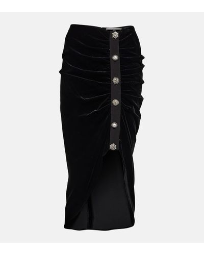 Veronica Beard Ari Embellished Velvet Midi Skirt - Black