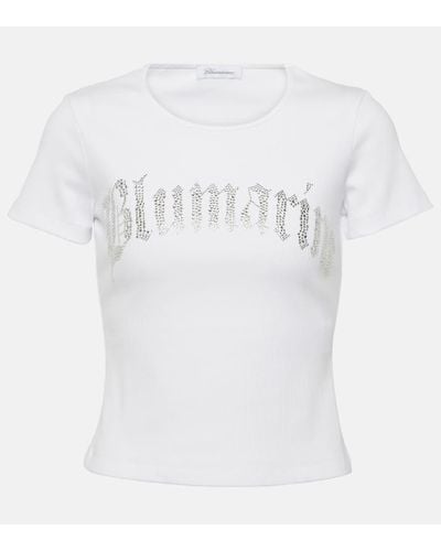 Blumarine Verziertes T-Shirt aus Jersey - Weiß