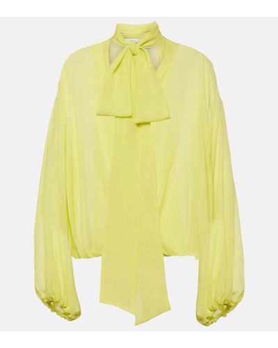 Blumarine Tie-neck Silk Blouse - Yellow