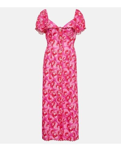 RIXO London Vestido midi Briella con estampado floral - Rosa