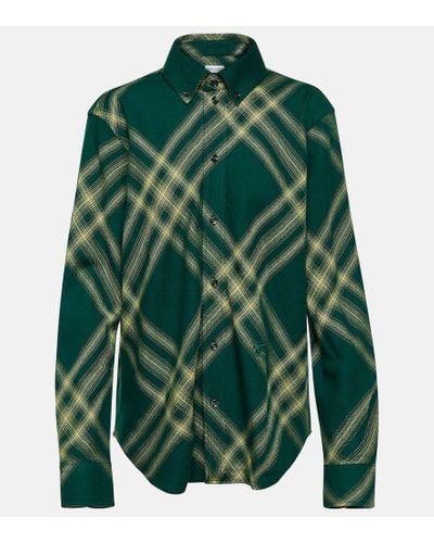Burberry Camisa de lana a cuadros - Verde