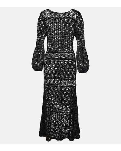 Anna Kosturova Bianca Crochet Maxi Dress - Black