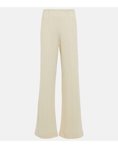 Chloé High-rise Wide-leg Wool Trousers - Natural