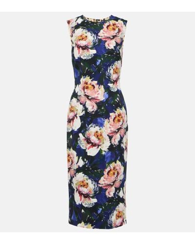Dolce & Gabbana Floral Cady Midi Dress - Blue