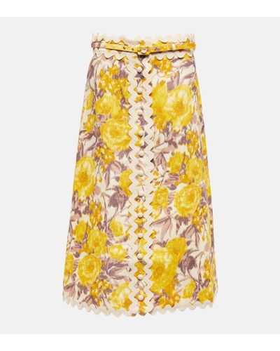 Zimmermann Falda midi con estampado floral - Amarillo