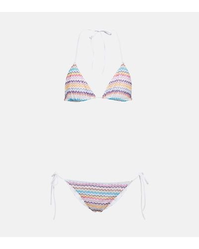 Missoni Zig-zag Knit Triangle Bikini - White