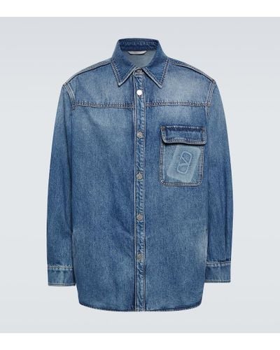 Valentino Camicia di jeans VLogo - Blu