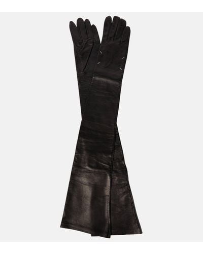 Maison Margiela Long Leather Gloves - Black