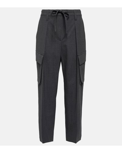 Brunello Cucinelli Mid-rise Tapered Wool-blend Trousers - Grey