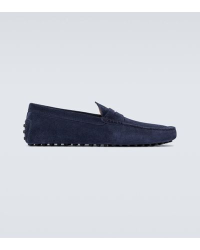 Tod's Smooth Black Suede Loafers - Blue