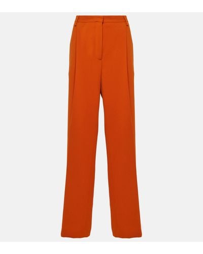 Dries Van Noten Pantalon droit en crepe a taille haute - Orange