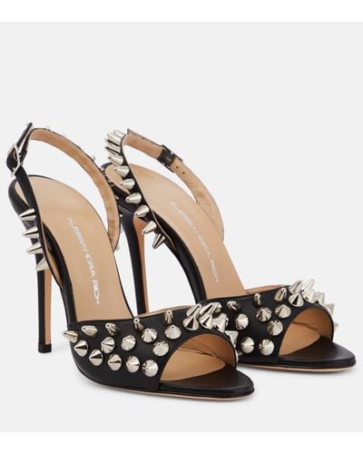 Alessandra Rich Embellished Leather Sandals - Metallic