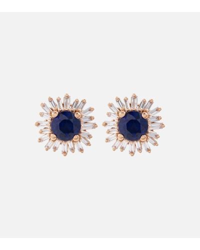 Suzanne Kalan Boucles d'oreilles en or rose 18 ct, saphirs et diamants - Bleu