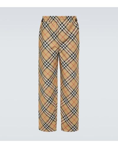 Burberry Checked Track Pants - Natural