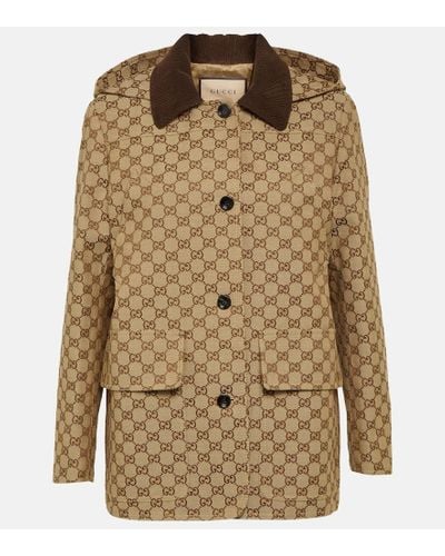Gucci GG Cotton-blend Canvas Peacoat - Brown