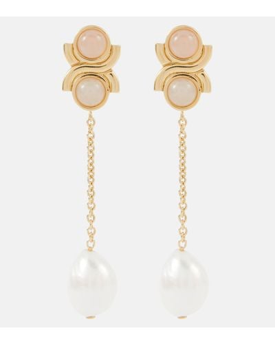 Chloé Embellished Faux Pearl Drop Earrings - White
