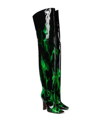 Vetements Boomerang Patent Leather Over-the-knee Boots - Green