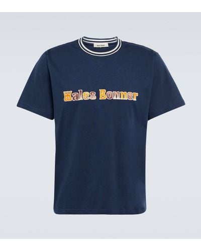 Wales Bonner Original Embroidered Cotton T-shirt - Blue